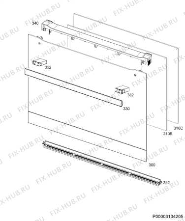 Взрыв-схема плиты (духовки) Aeg BEB355020M - Схема узла Door